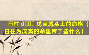 日柱 🐒 戊寅城头土的命格（日柱为戊寅的命里带了些什么）